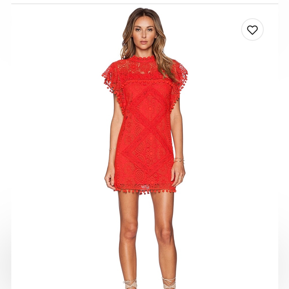 Tularosa Red Sheath Mini Dress Crew Neck Short Sleeve